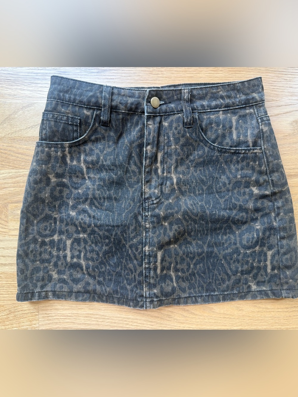 Women’s Juniors Small Leopard Mini Short Skort Denim Skirt SHEIN Dazy